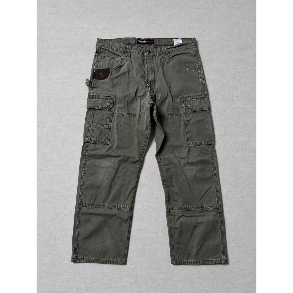 Wrangler Riggs Workwear Cargo Pants Men's 38x30 Olive Green Ripstop Utility